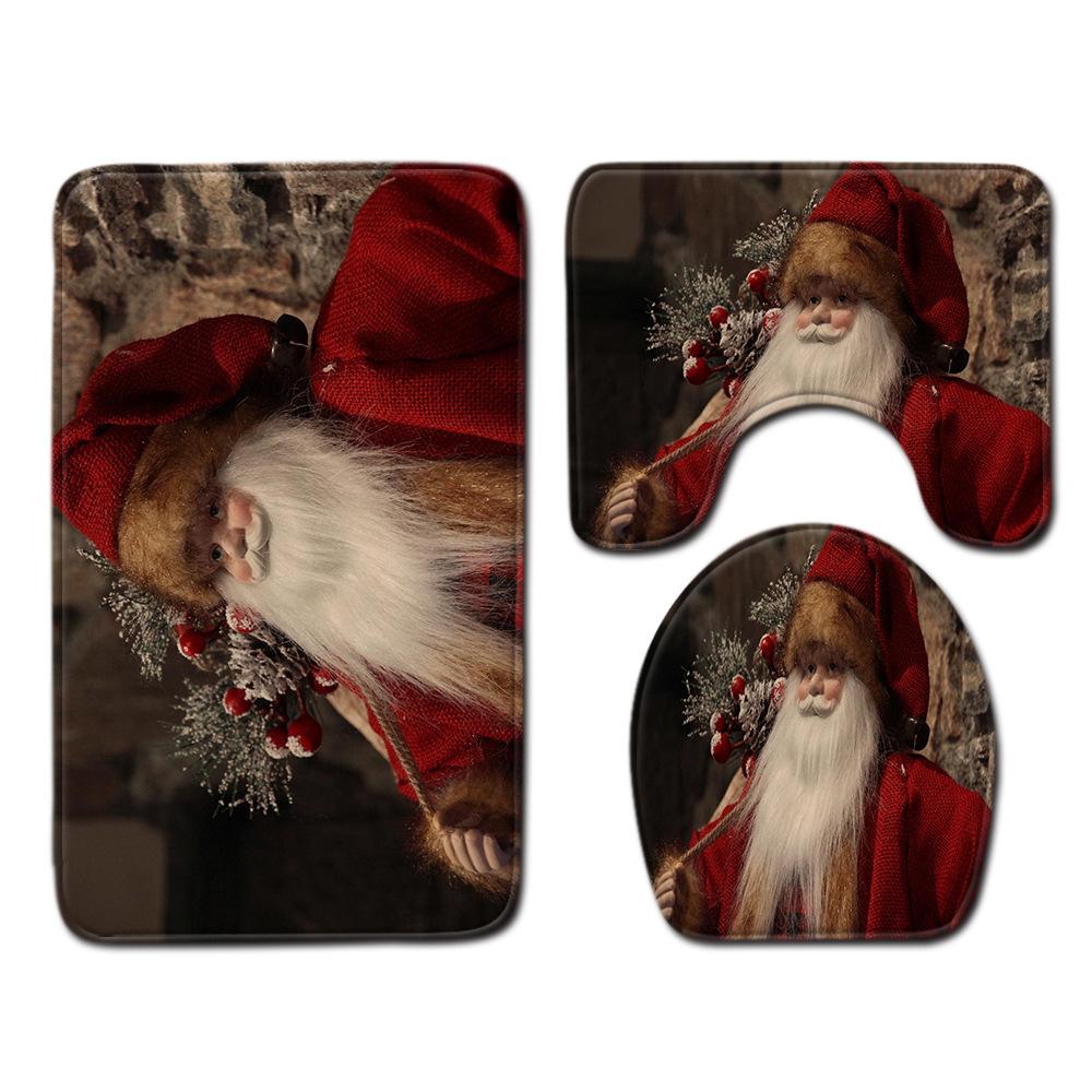 Weihnachts-Badezimmer-Bodenmatte Toilette Dreiteiliges Set