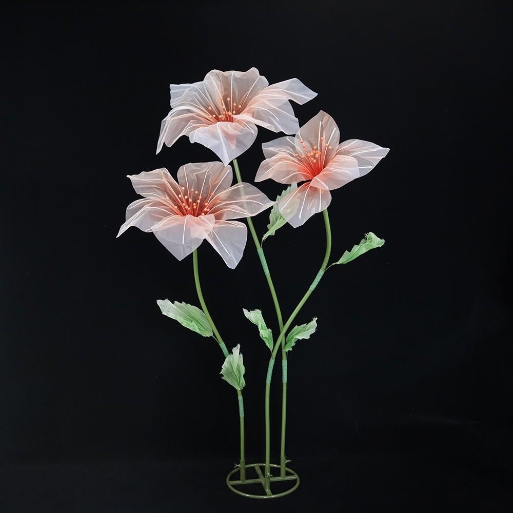 Transparent Silk Silk Yarn Lily Flower 55cm Flower Diameter Wedding Road Lead Flower