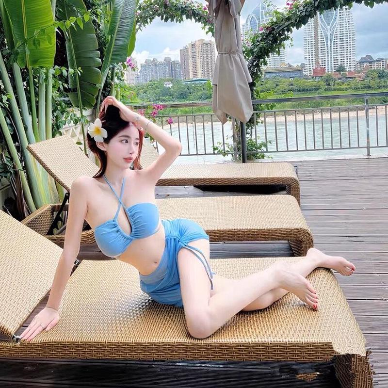 2025 Women's Plus Size Three-Piece Korean Hollow Out Bikini Swimwear
