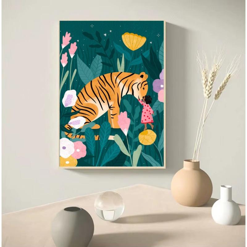 1pc Children's Day Art Poster Colorful Children's Animals Nature Landscape Botanical Illustration Children's Room Nursery Decor