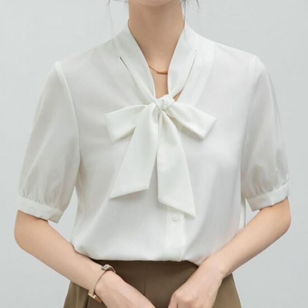 NaVaVa Women Ribbon V Neck Short sleeVe Blouse Nb2802