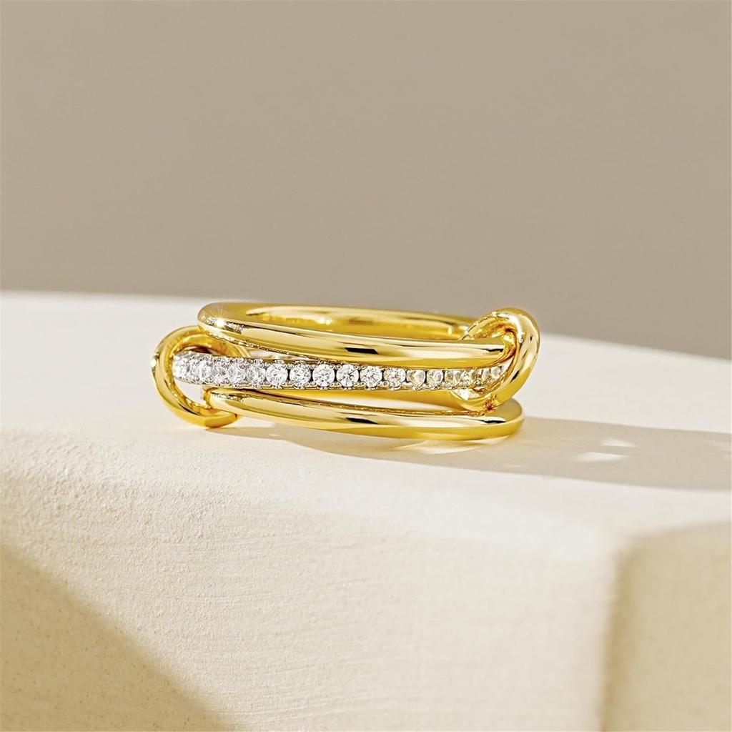 Elegant Cubic Zirconia Stackable Rings Accessory for Women Comfortable Titaniums Steel Jewelry In Silver Gold Tone