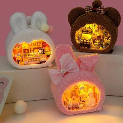 Zestaw miniaturowego domku dla lalek DIY Ręcznie robione rzemiosło Drewniane puzzle Domek dla lalek z meblami Scena 3D Zestaw modelu miniaturowego Walentynki