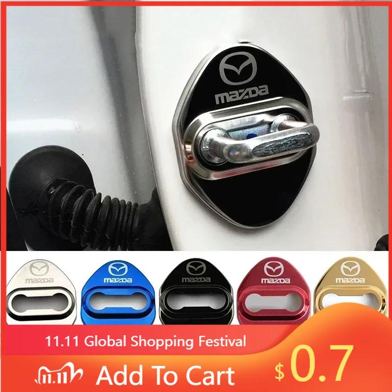 2025 Heiß 4 Stück Auto Türschlossabdeckungen Rostschutz Schnallenaufkleber für Mazda CX-4 CX-5 CX-3 Atenza Axela 3 6 Grand Tourer Styling Acce