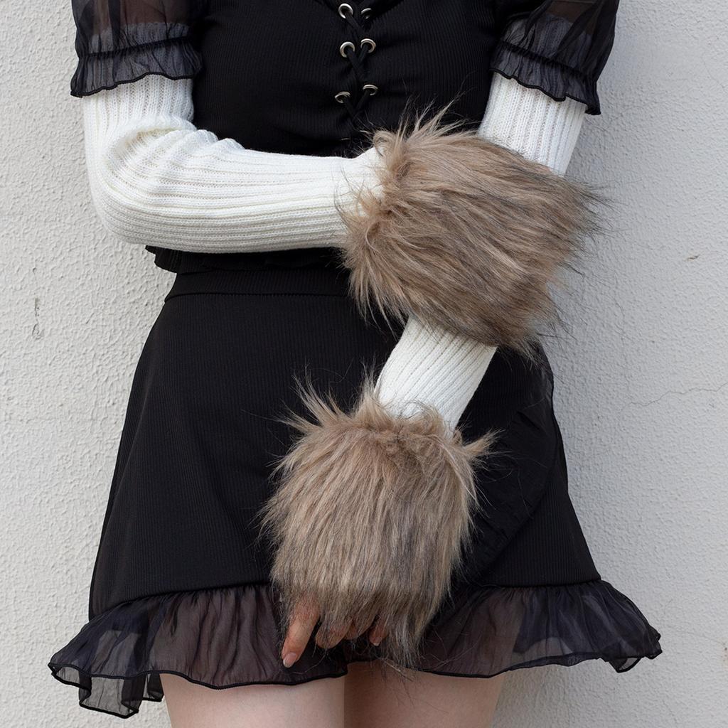 Kunstpelz Kurzer Handgelenkstulpen Winter Handgelenkstulpen Wärmer Pelzige Handgelenkstulpe für Frauen Mädchen Mantel Handgelenk Pelzig Warme Stulpe