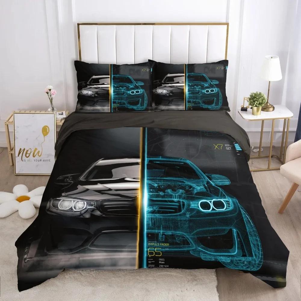Speed Sports Car Speed Racing Car Comfortable Duvet Quilt Cover Pillowcase Bedding Set Children Bedroom Decoration Home Textile