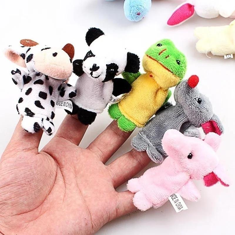 10 Pcs Cartoon Biological Animal Finger Puppet Plush Toys Dolls Child Baby Favor Mini Decoration Room Accessories