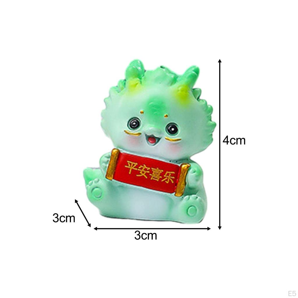 4 Stück Drachenstatue Tischskulptur Niedliches Desktop-Ornament Auto-Armaturenbrett-Dekor für Schreibtisch Festival