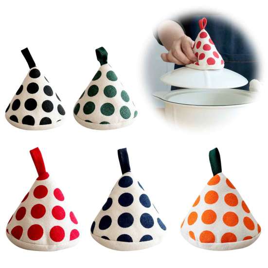 Baking Pan Handling Mitts Triangular Pot Lid Handle Cover, Heat Resistant Hot Cookware Cotton Knob Grabber Anti-Scald Mitts, Holders, Kitchen