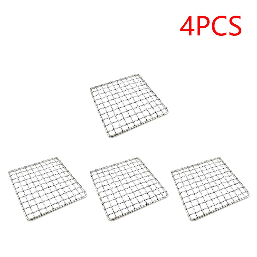 1-5PCCamping Grill Grate Stainless Steel Mesh Grill Bushcraft Grill Camping Rack for Fire Cooking BBQ Backpacking Campfire Rated