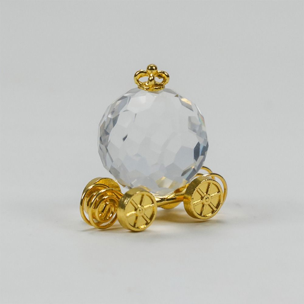 Exquisite Crystal Pumpkin Car Clear Crystal Crafts Creativity Crystal Carriage Sparkling Cartoon Table Ornaments