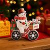 Acrylic Santa Claus Figurine Cute Cartoon Christmas Snowman Figurines Decorative Snowman Bicycle Decoration Holiday Ornaments