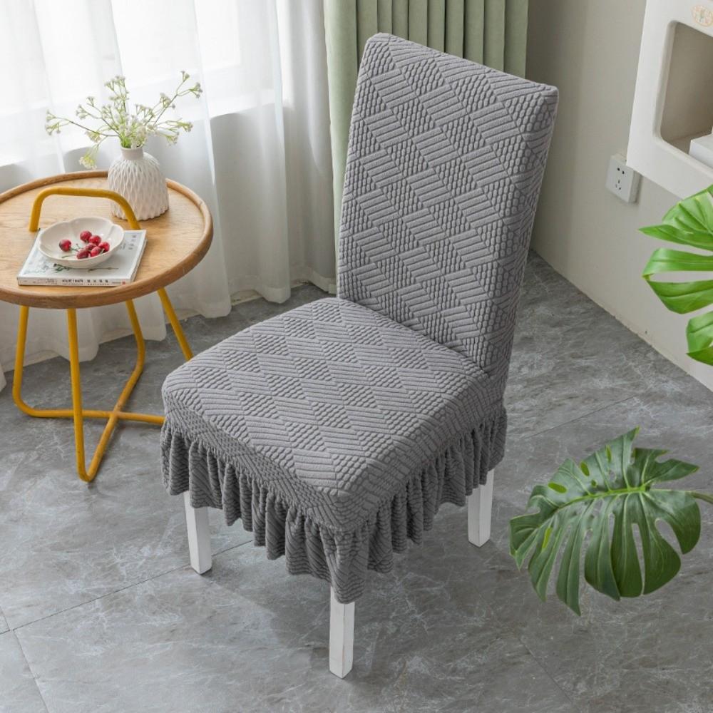 

New Thickened Universal Chair Cover Soft Elastic Anti-dirty Seat Cover Jacquard Removable Stool Slipcover Home Decor темно-сірий колір