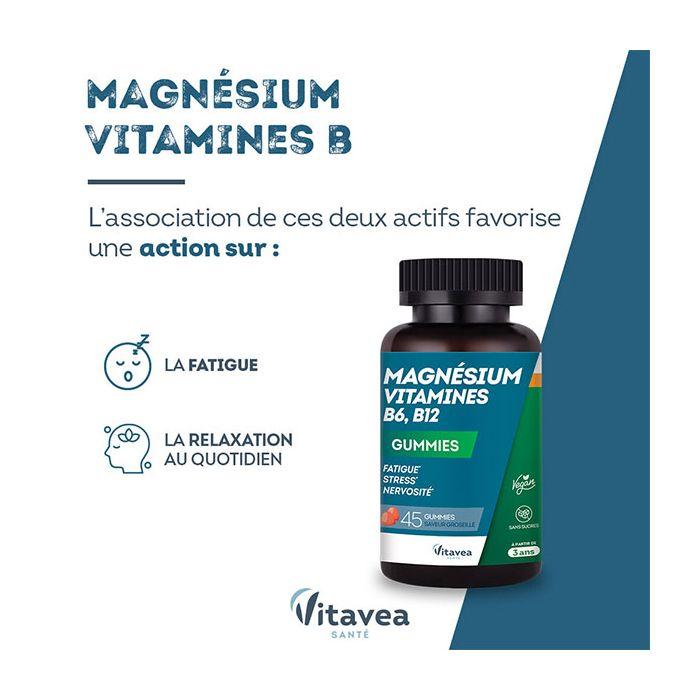 Vitavea Magnesium Vitamine B6, B12 Müdigkeit Stress Ab 3 Jahren 45 Gummibärchen