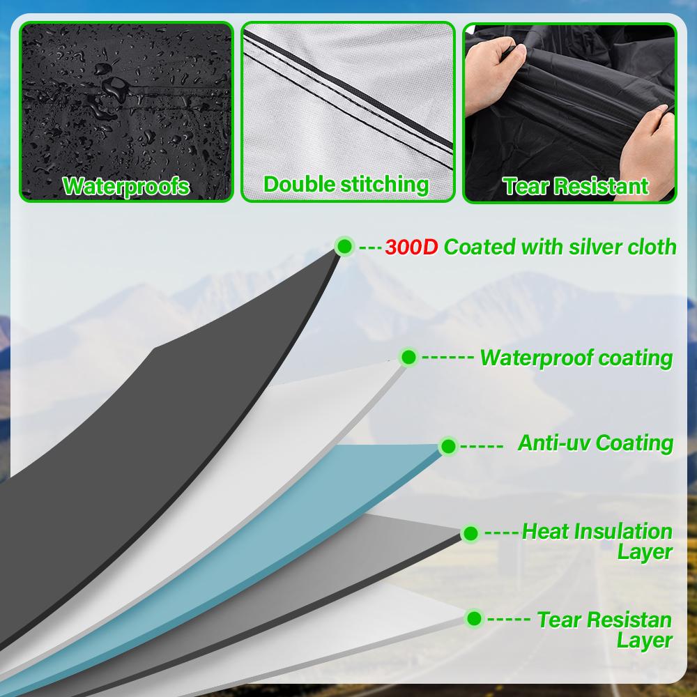 300D Motorcycle Cover Waterproof All Season Dustproof UV Protective Outdoor Indoor Scooter Wear-resistant Fabric Motorbike Cover