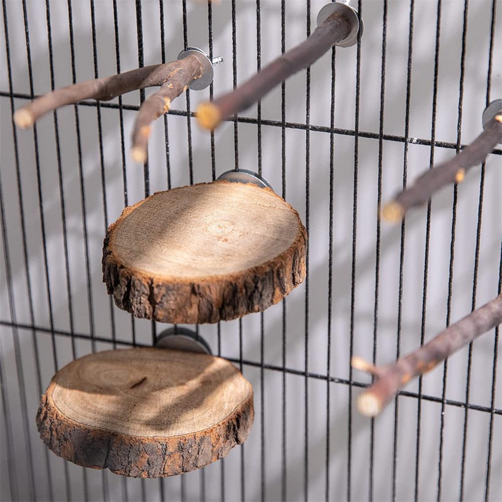 Vogelsitzstangenständer, 8 Stück, Stange aus natürlichem Traubenholz, stehender Papageienkäfig, Astpfoten-Schleifgabel, Sittichplattform, Hängematte für Conures, Wellensittiche, Finken