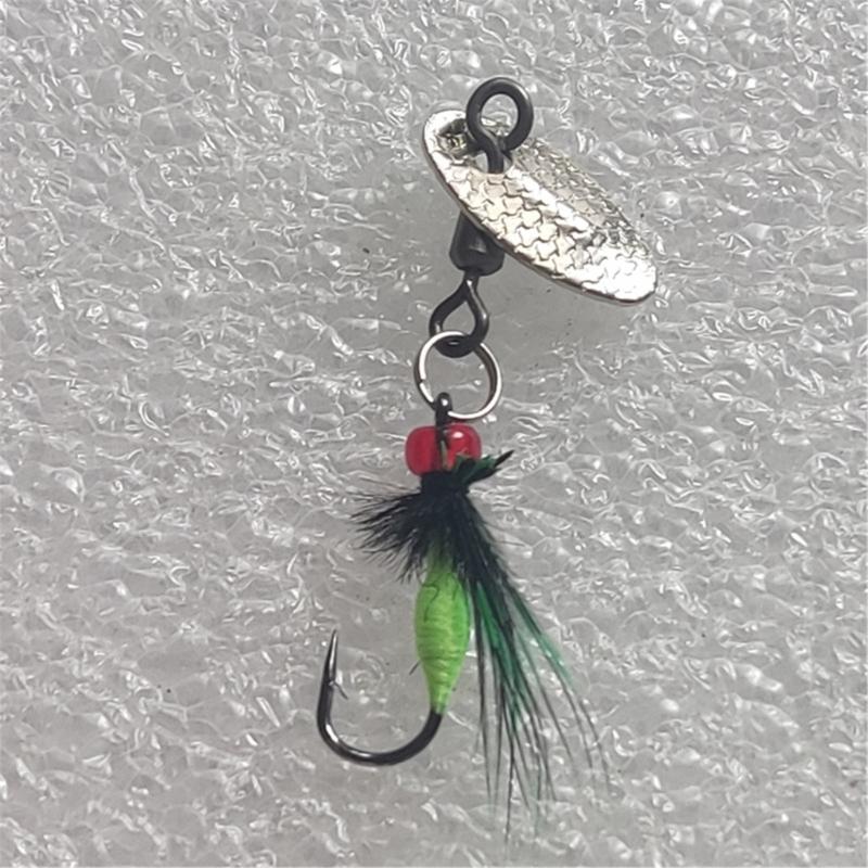 5Pcs Fly Fishing Swimbait Rotating Sequins Lures Insect Flies Fly Fishing Lures with Fish Hook Fishing Accessories