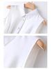 Women's White Sleeveless Chiffon Layered Vest Top with Collar - Ideal for Spring, Summer, and Autumn.