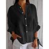 Women's Casual Fashion Solid Color Print POLO Neck Blouses Shirts 3/4 Sleeves Spring Fall
