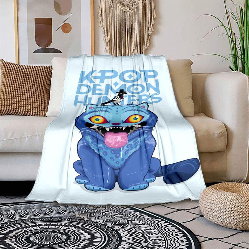 1pc Kpop Demon HuntersCartoon Blanket,Portable Throw for Travel , All-Season Cozy Blanket,Ideal Gift for Christmas, BirthdaysPB009 100x150cm