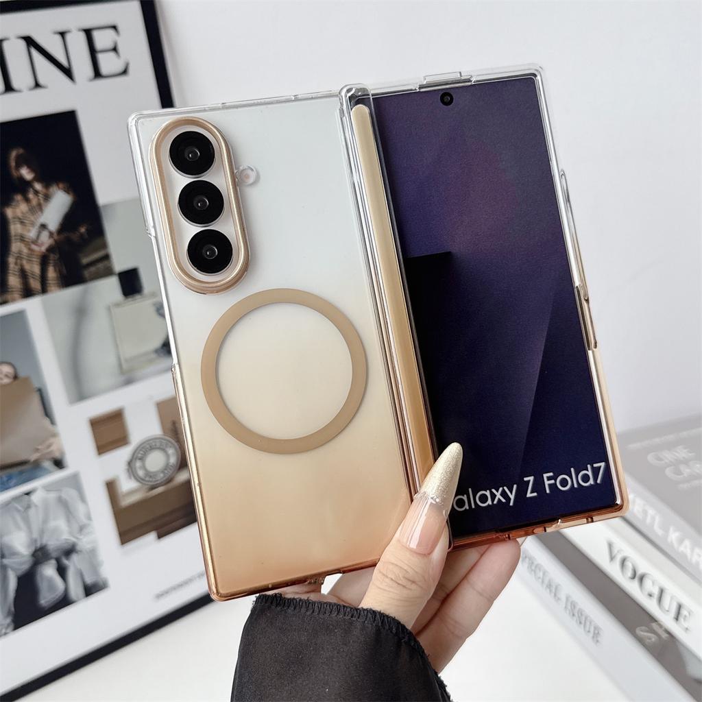 For Samsung Galaxy Z Fold 5 6 7 8 Fold8 WIDE for Magsafe Phone Case Clear Hinge Shockproof Magnetic Wireless Charging Cover