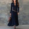 European and American new street trendy deerskin velvet long-sleeved button dress