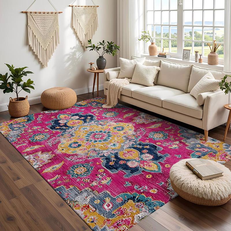 

RAKKS Bohemian Vintage Style Area Rug, Anti-Slip Soft Comfort Versatile for Living Room, Bedroom, Dining & Multi-Area Use 40x60cm