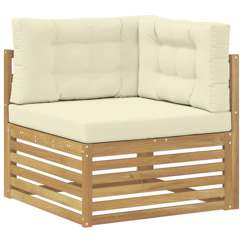 Outdoor Sofa Set 8 pcs White and Cream Solid Acacia Wood