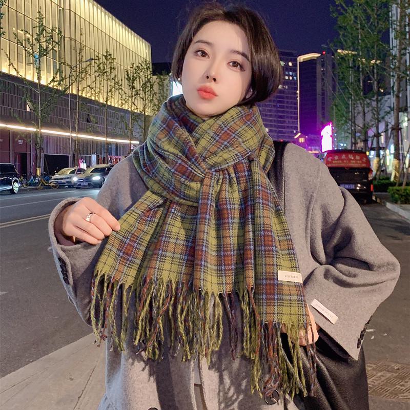 Hochwertiger Schal im koreanischen Stil mit Karomuster: Warmer, verdickter Kaschmir-ähnlicher Schal für Studenten und Paare