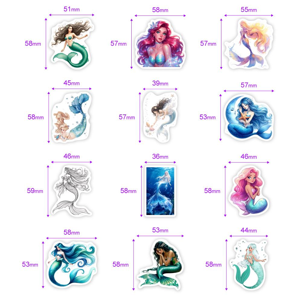 Cute Mermaid Stickers Cartoon Waterproof Vinyl Decal DIY Decor for Scrapbook Luggage Water Bottles Laptop Phone Journal Kid Toys