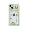 Sunflower Green Grid iPhone Case with Card Slot, Compatible with 14, 15, 16 Pro Max, 12 Pro, 11, 13 Models