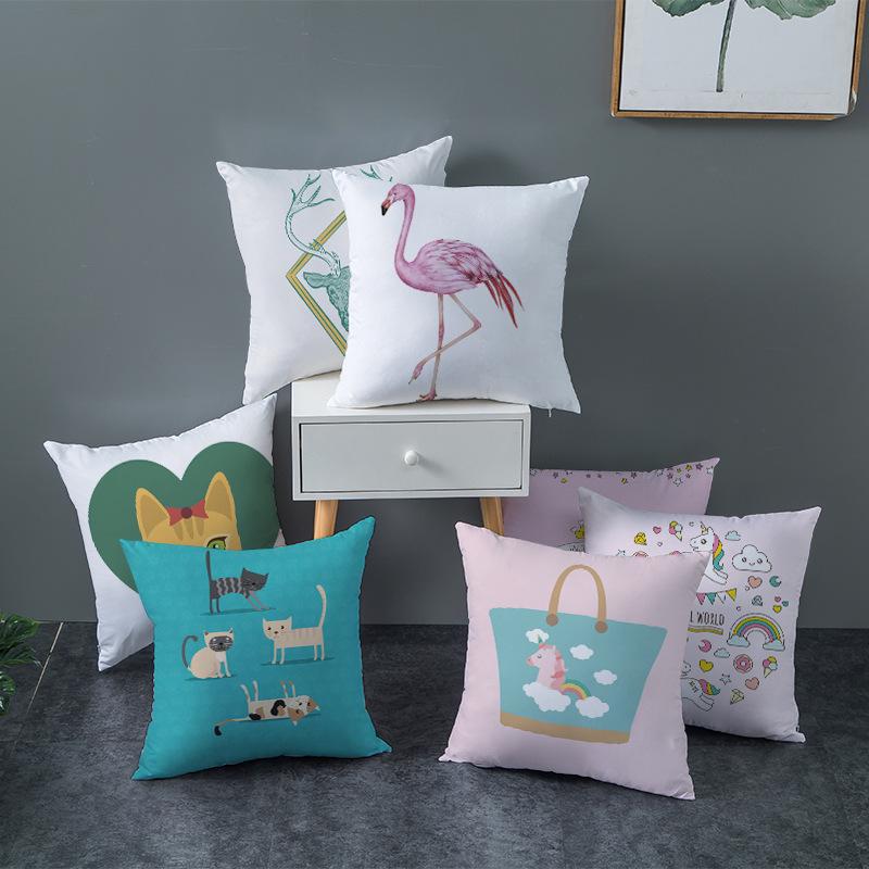 Cartoon Animal Print Car Cushion Cover Dog Head Sofa Pillow Cover Home