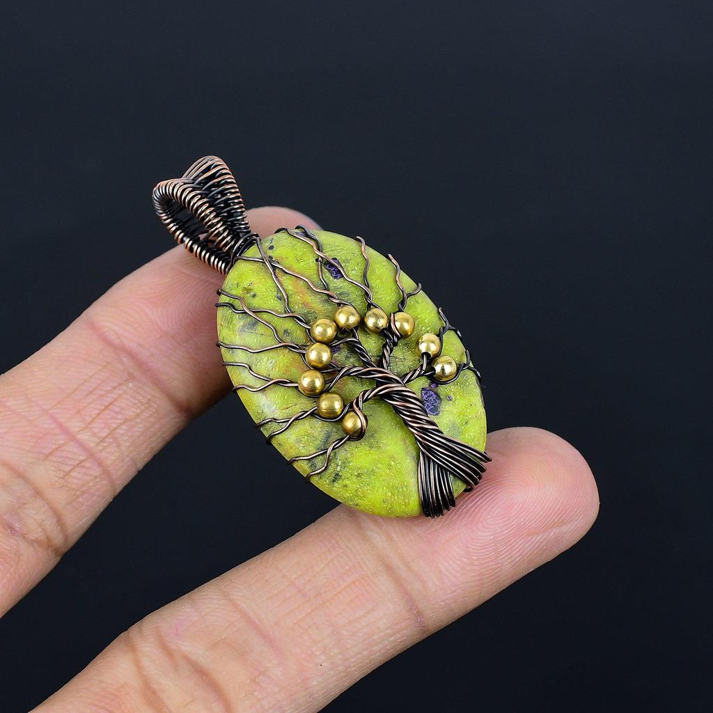 Atlantisite Handmade Latest Design Jewelry Pendant,  999 Copper Wire Wrapped Gemstone Pendant, Gift For Mother