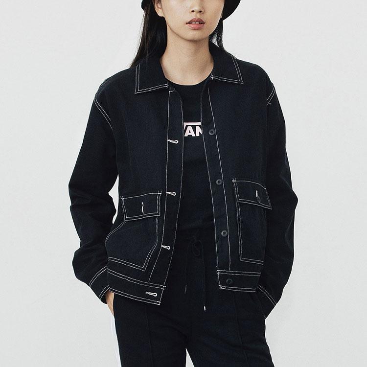 Vans Berufskleidung Kontrastnaht Lässige Jacke Damenjacken Schwarz VN0A5DRCZU4