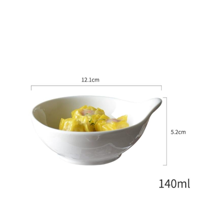 Pure White Ceramic Dish Hotel Snack Tableware Bowl Baking Bowl Dessert Bowl Caviar Dish Small Sauce Bowl Kitchen Tableware