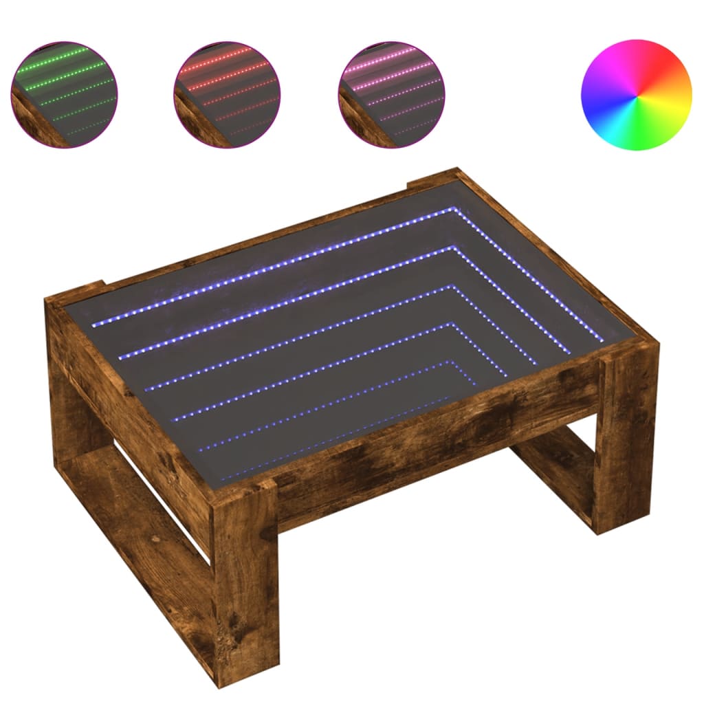 Infinity LED Coffee Table in Smoked Oak 70 x 53 x 30 cm