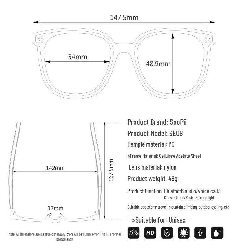 SooPii SE08 Smart Bluetooth Bone Conduction Audio Sunglasses