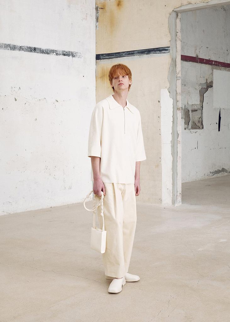 UMARMUNG Elastic Viscos Half Zipup Pullover_Ivory