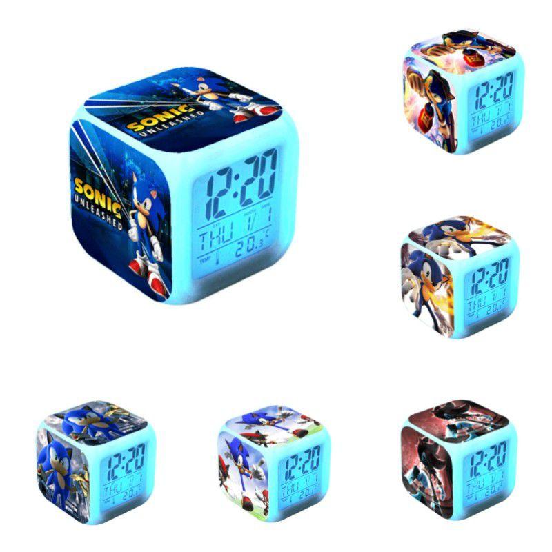 Sonic The Hedgehog Led 7-color Changing Night Light Alarm Clock Multifunctional And Thermometer Included