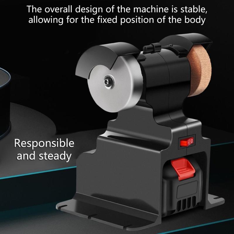 Cordless Electric Benches Grinder With Double Sanding Wheels Perfect For 18V Battery Metal Woodworking DIY Projects