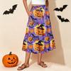 Women's Casual Stretch Waistband Drawstring Halloween Print  Half-length Skirt