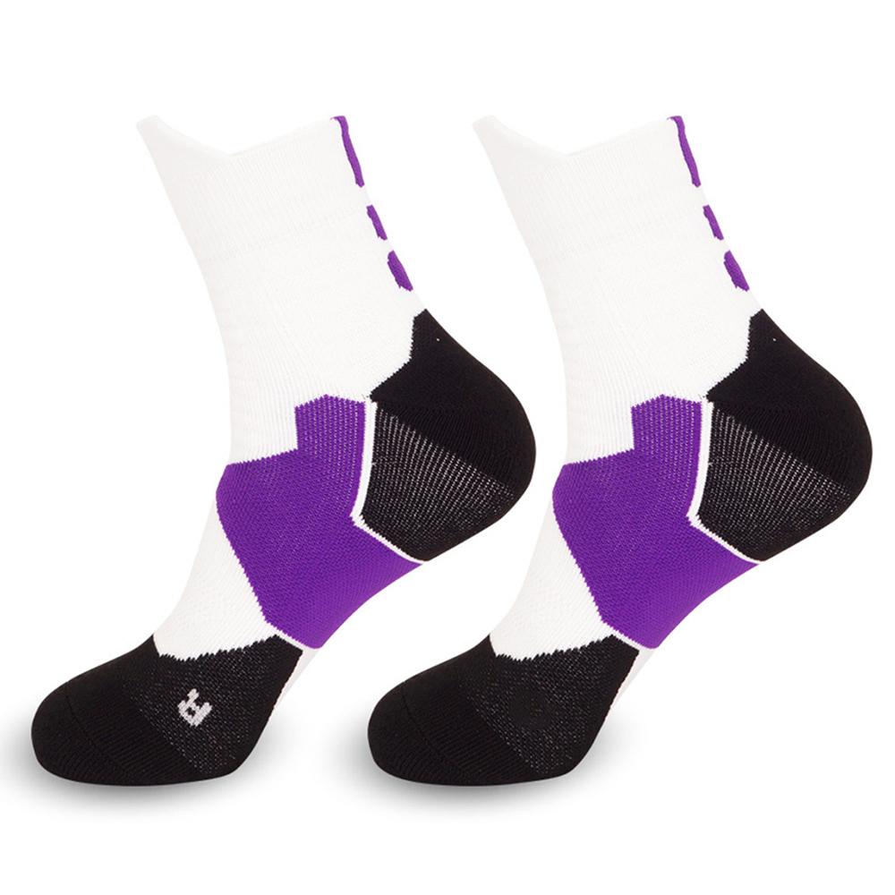 

НАКОНЕЦ-ТО DML7501 1 пара летних дышащих спортивных носков для бега, баскетбола, пешего туризма, мужские/женские, размер L (размеры обуви 39-44) White and Purple