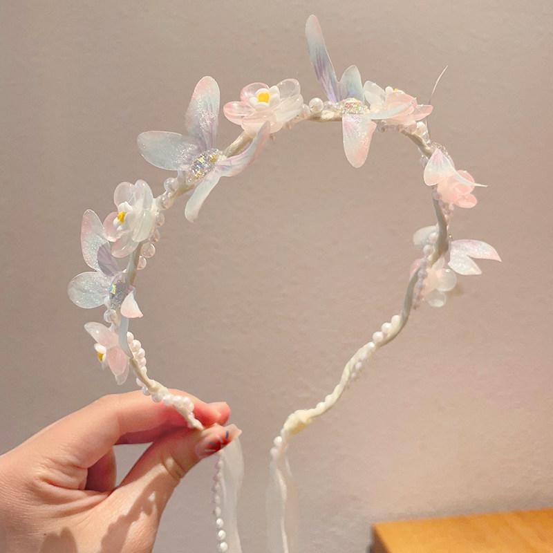 Handmade Butterfly & Flower Headband for Girls - Princess Crown, Forest Style Hair Accessories