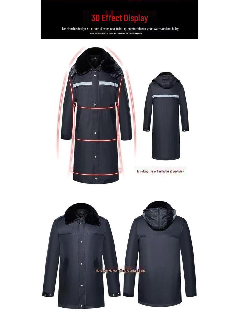 Men's Thickened Cold-Proof Cotton-Padded Military Overcoat – Mid-Length, Multifunctional Workwear Jacket for Labor Protection