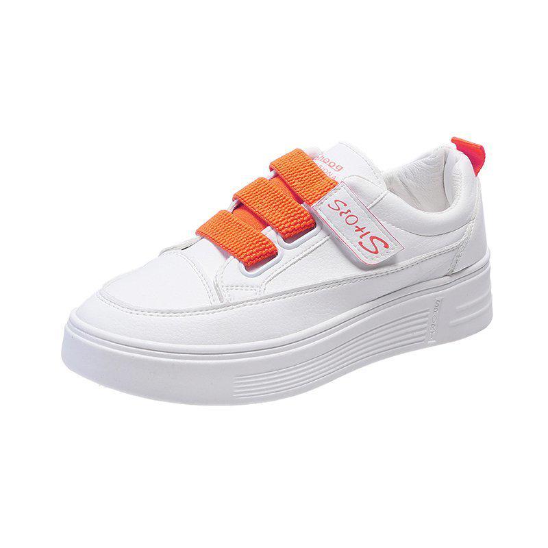 

Весенние новые белые туфли женские кожаные на платформе с низким вырезом студенческие туфли на липучке с мягкой подошвой в стиле вестерн для скейтбординга модные 40 оранжевый