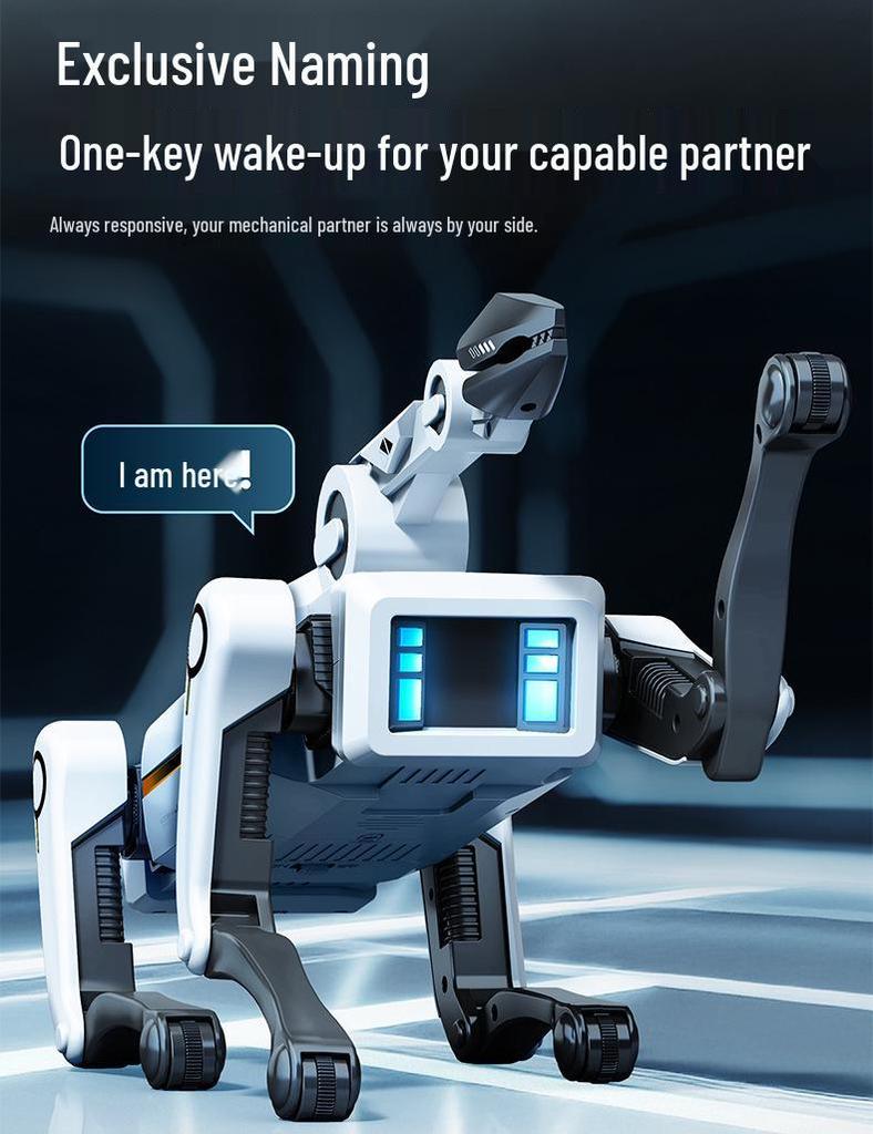 Smart AI Robot Dog with Voice Dialogue, Remote Control, Call Function, Item Pickup & Cannonball Shooter