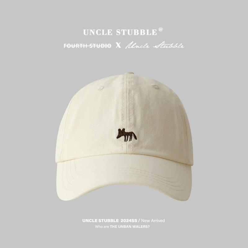 Little Fox Embroidered Baseball Cap For Girls Spring And Summer Versatile Wide-Brimmed Hat High Quality Soft Top Hat For Men