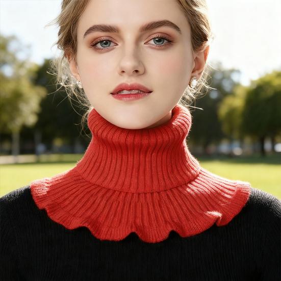 Fake Collar Scarf Detachable High Collar Solid Color Knitted Turtleneck Scarves Collar Insert Fashion