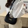 Handbag Bow Shoulder Bag PU Leather Crossbody Bag Portable Crescent Bag  Women