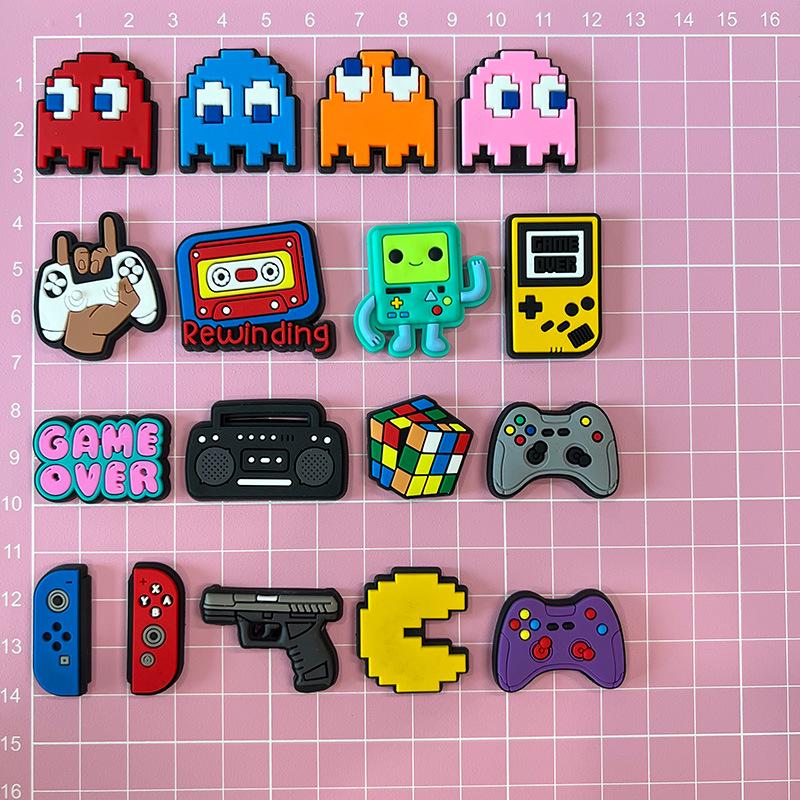 35-Piece Game Console Shoe Charm Set - Creative PVC Soft Rubber Clog Accessories